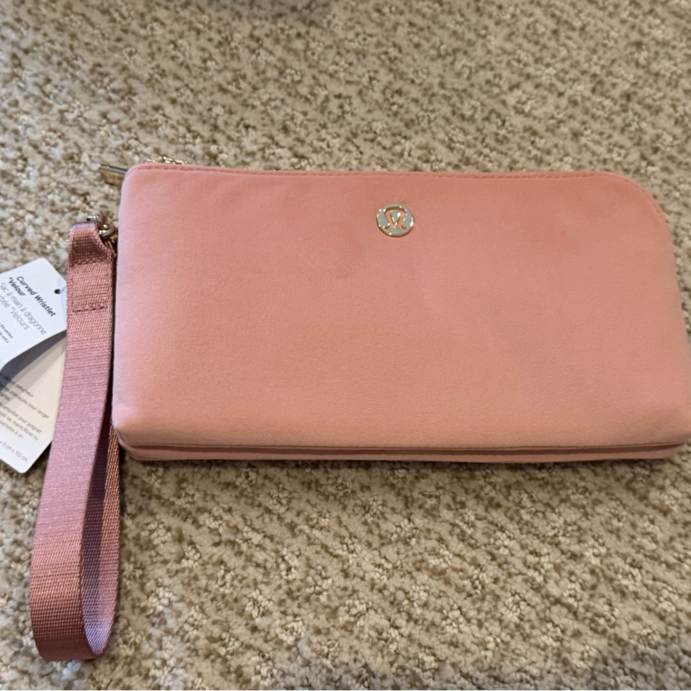 NWT Lululemon Pink Velour Wristlet - Picture 2 of 5